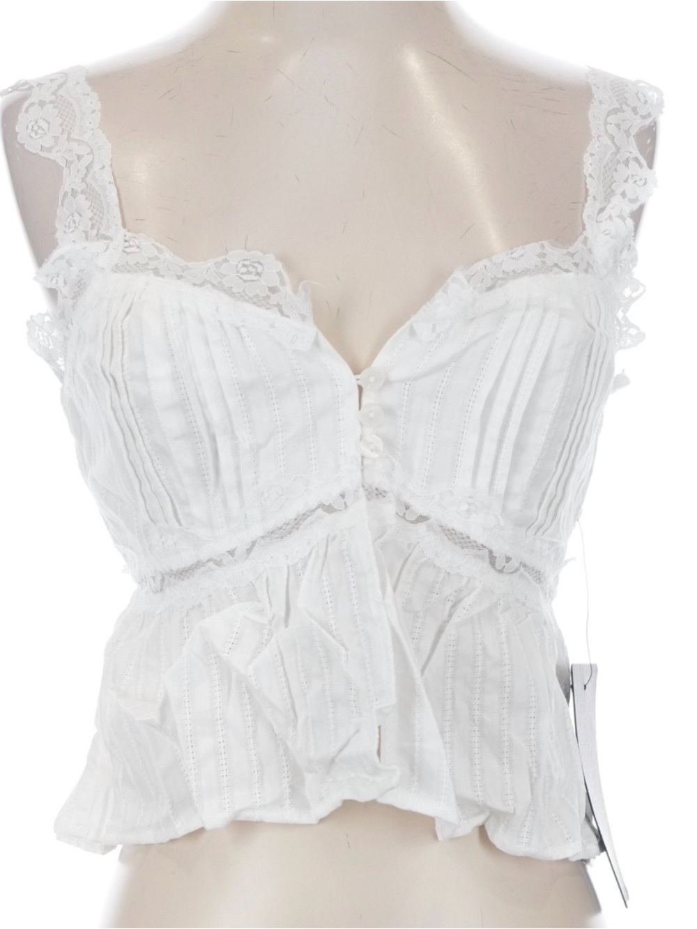 Lulu’s Lace Trim White Cotton Bustier Top
